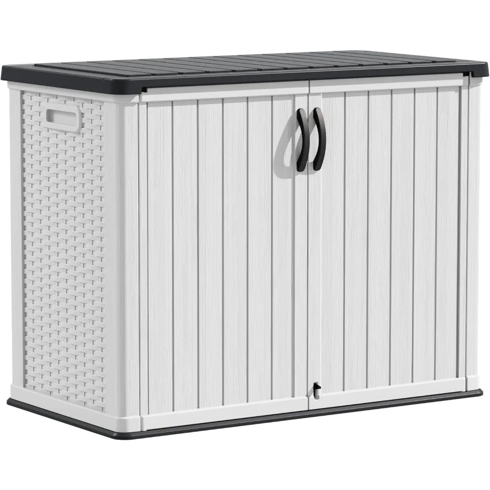 Outdoor Storage Cabinet 26 Cu Ft with Lockable Doors, Horizontal Storage Shed Waterproof Patio Tools,Gardening Tools.