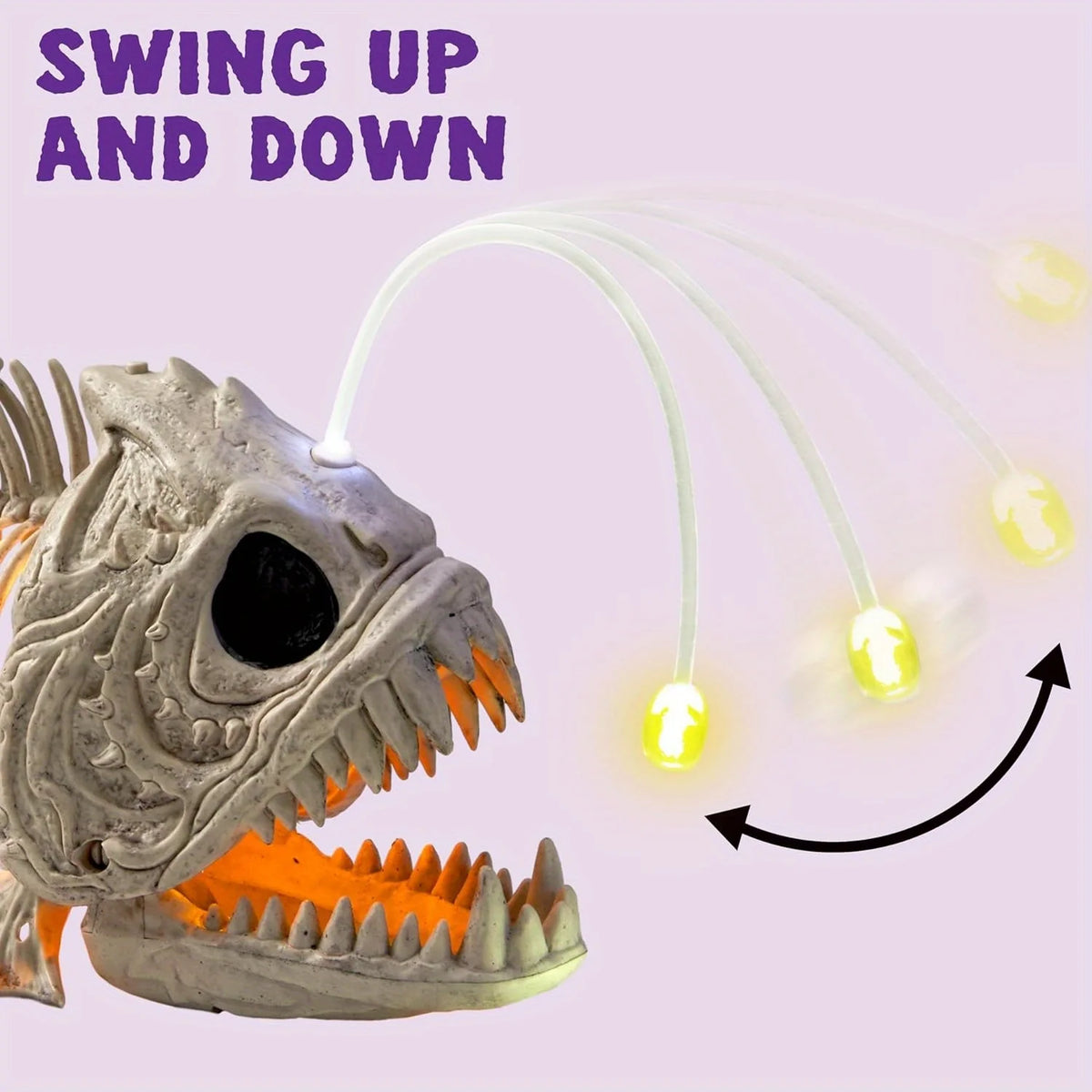 Halloween Skeleton Lantern Fish with LED Eye Plastic Bones for Halloween Party Photo Prop Decoration, Graveyard Decor, Indoor Outdoor Spooky Scene(10.2" *5.5" *3")
