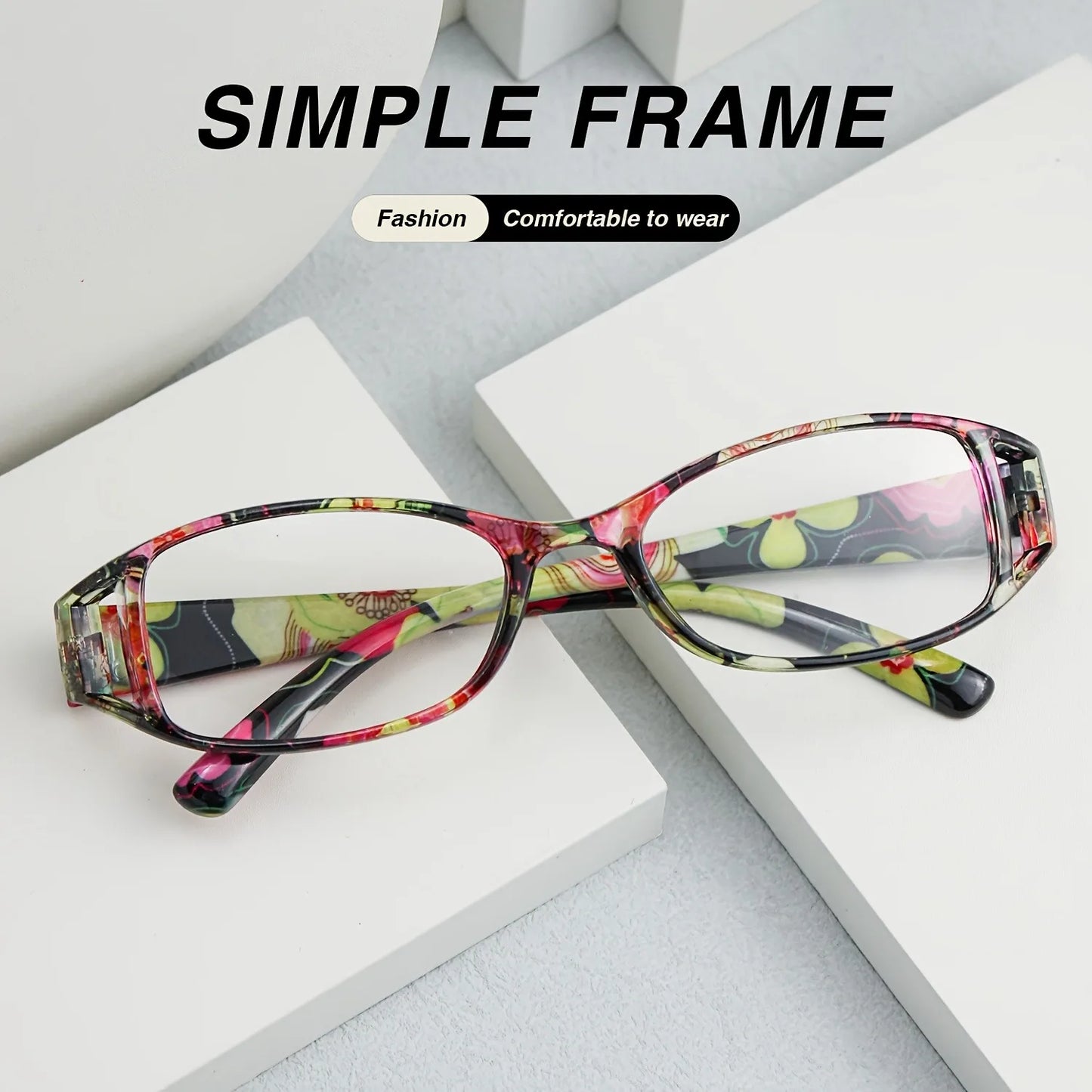9-Pack Fashion Floral Glasses With Classic Color Square Frame Hollow Design, Unisex Glasses Comfortable Wide Temple Trendy Multi-Pack Glasses