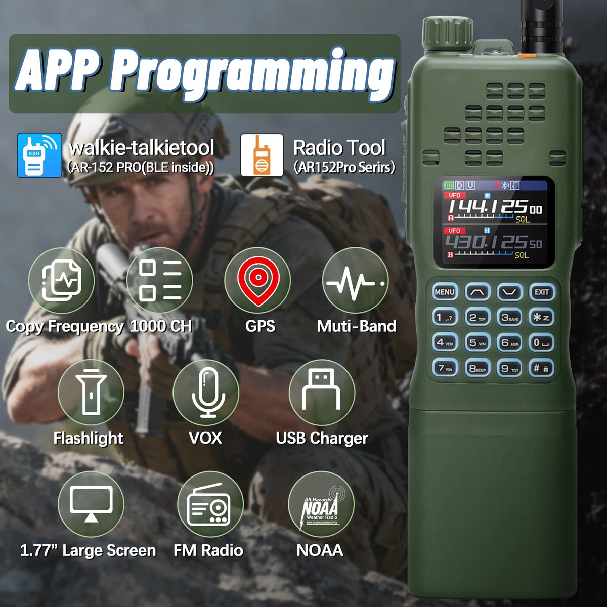 Baofeng AR 152 PRO GPS Ham Radio High Powerful CS Tactical Game Walkie Talkie Long Range Upgraded AR-152 Portable Two Way Radio