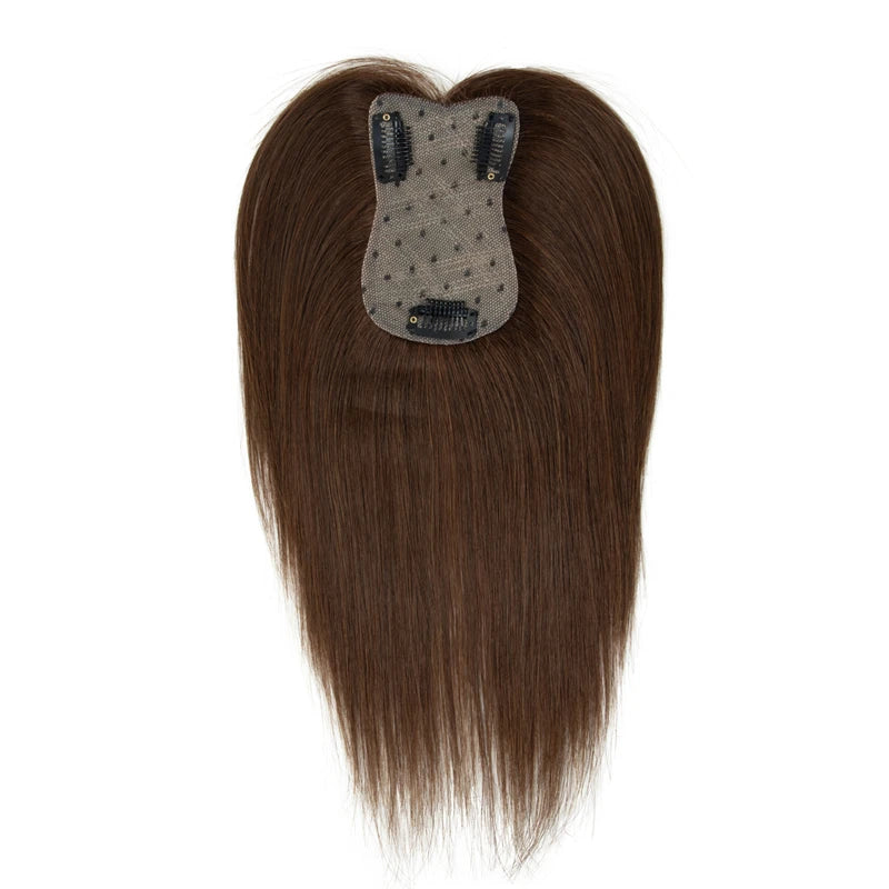 100% Human Hair Toppers with Clips Machine Remy Natural Topper Hair High Quality One Piece Toppers for Women Daily Thin Hair