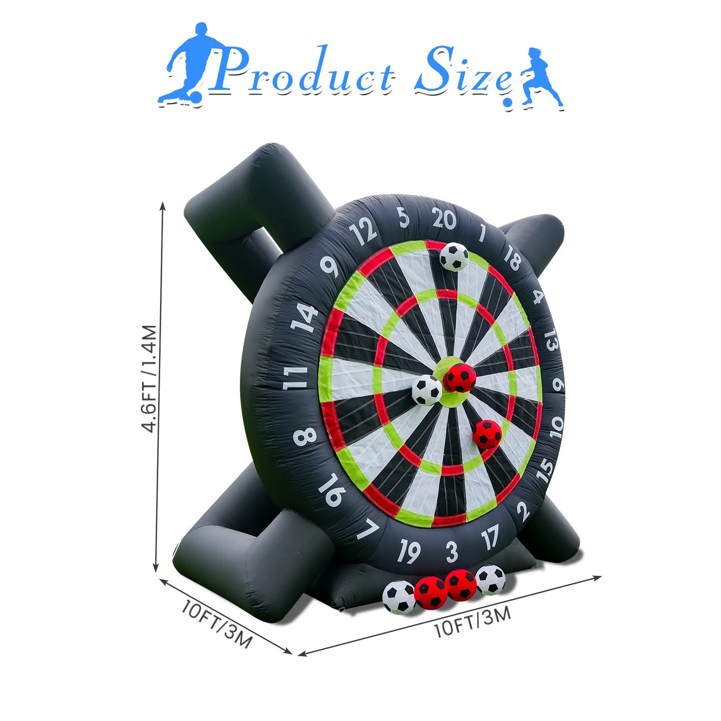 10Ft Tall Giant Inflatable Soccer Ball Darts Board with 8pcs Soccer Ball &Blower Commercial children's playground