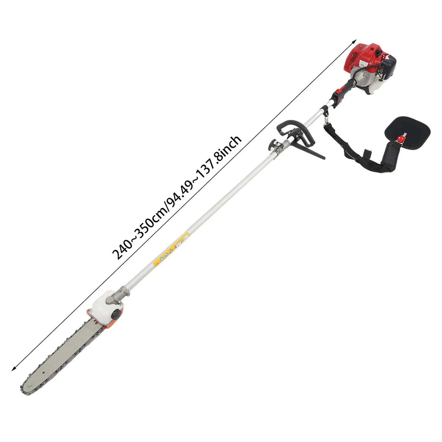 43CC Gas Powered Pole Saw 2-Stroke 1.25KW Gas Pruning Pole Saw Retractable Long Pole Tree Branch Pruner with Air-Cooled Engine