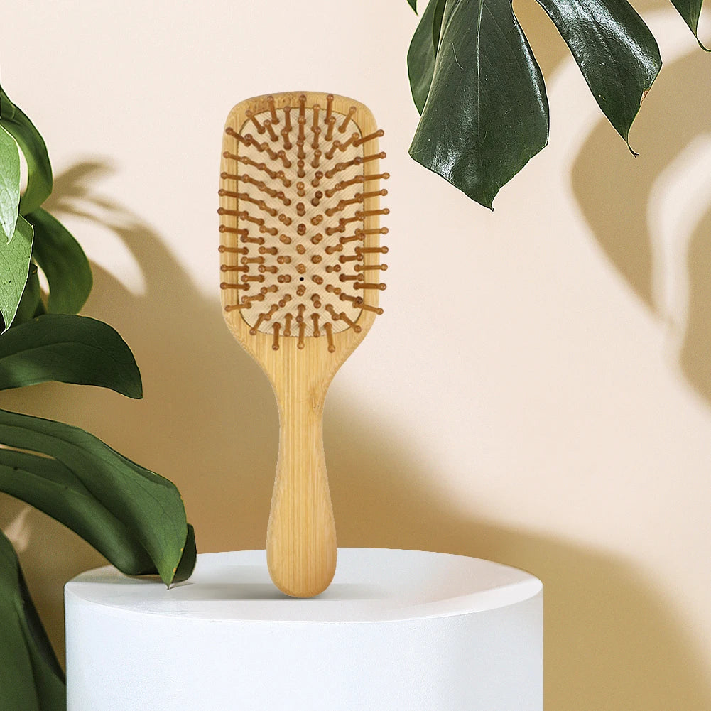 Detangling Hairbrush Bamboo Bristles Detangling Hairbrush Improves Hair Texture Massage Scalp Natural Wooden for All Hair Types