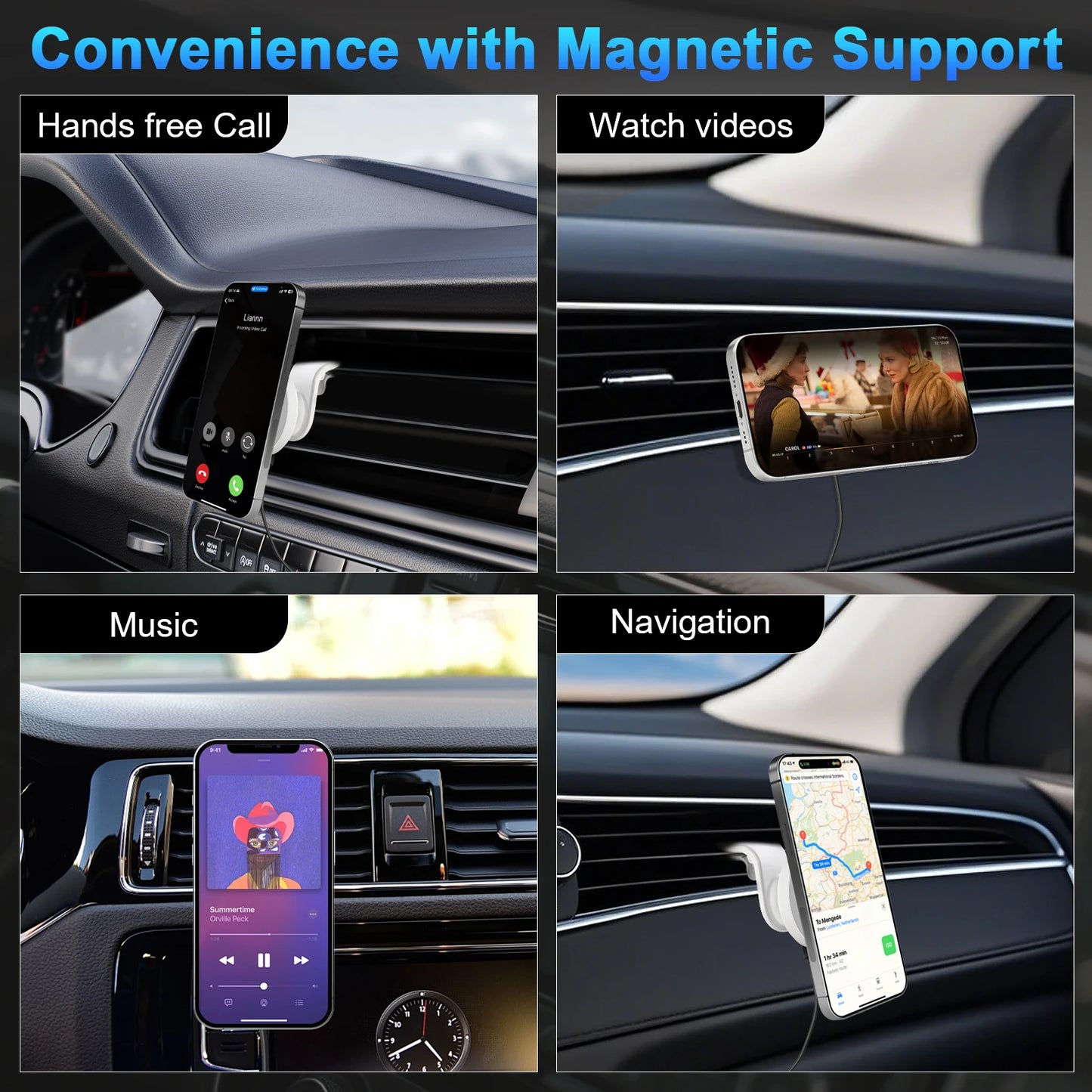 15W Magnetic Car Wireless Chargers Mount Fast Charging Station Dock 360° Adjustable For IPhone17/16/15/14/13 All Android Phones