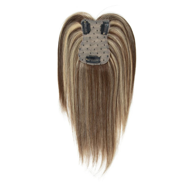 100% Human Hair Toppers with Clips Machine Remy Natural Topper Hair High Quality One Piece Toppers for Women Daily Thin Hair