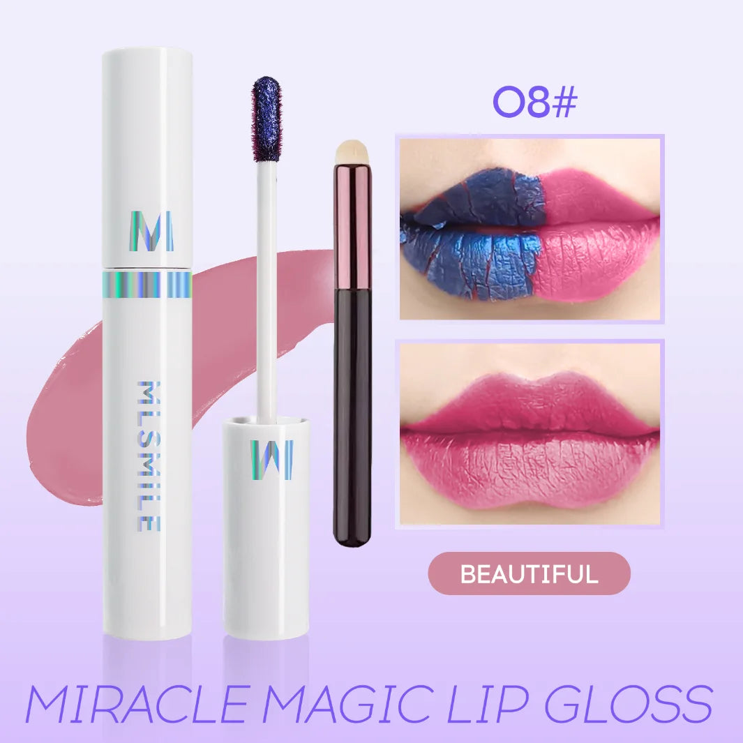 4-color lip gloss - easy-to-peel lip liner, comes with a lip brush, long-lasting and waterproof, glossy and full, highly pigment