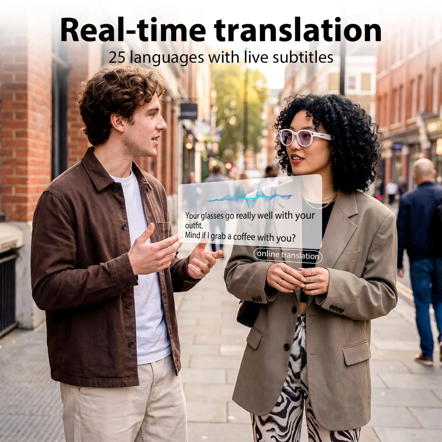 Gemirels new generation of high-value smart glasses, dual cameras, AI image recognition glasses, 2.07 million pixel photography, WIFI transmission, intelligent anti shake, 290mAh battery, translation glasses, camera glasses,