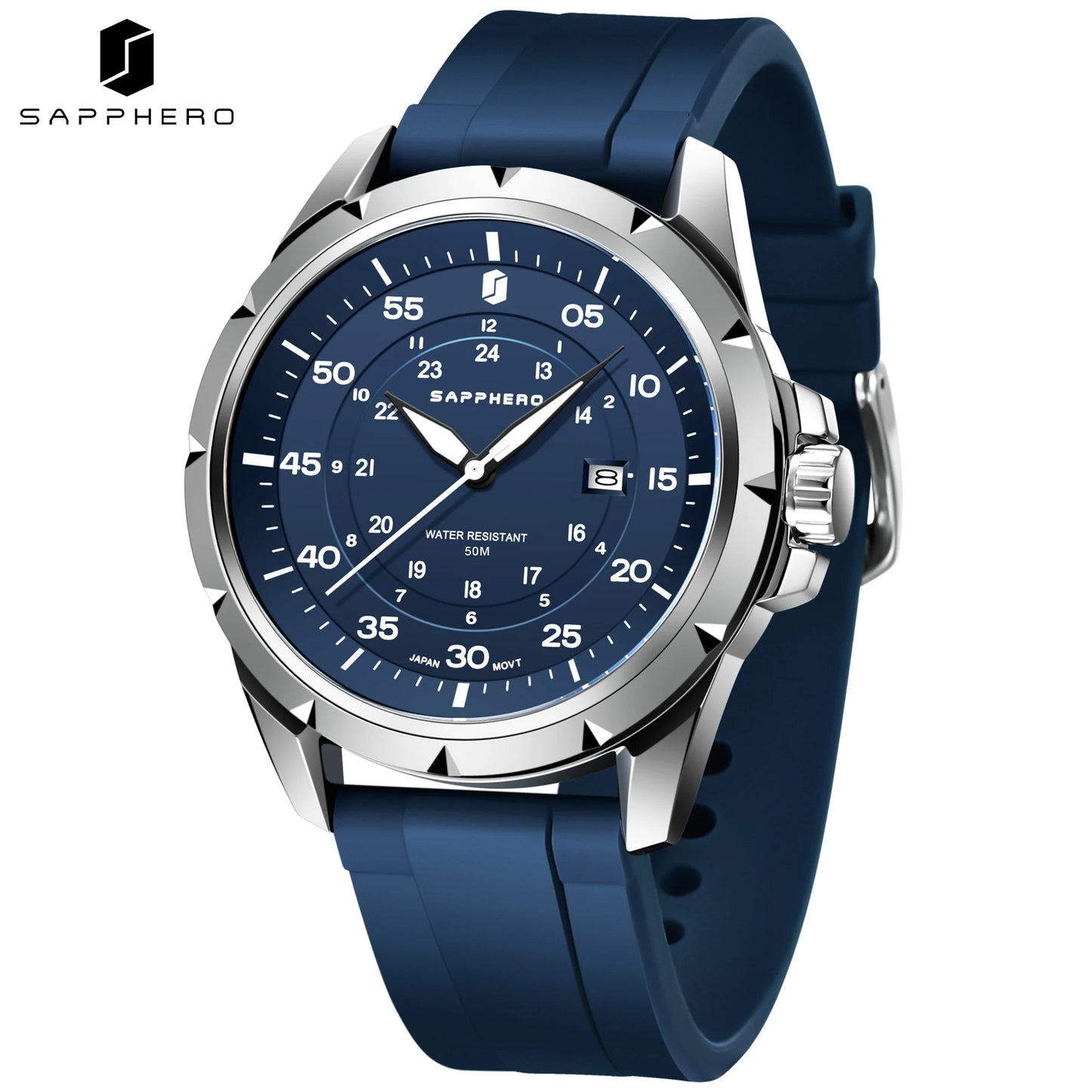 SAPPHERO Men’s Quartz Watch, Sport Fashion Wristwatch, Date Display, 50M Water Resistant, Casual Outdoor Style