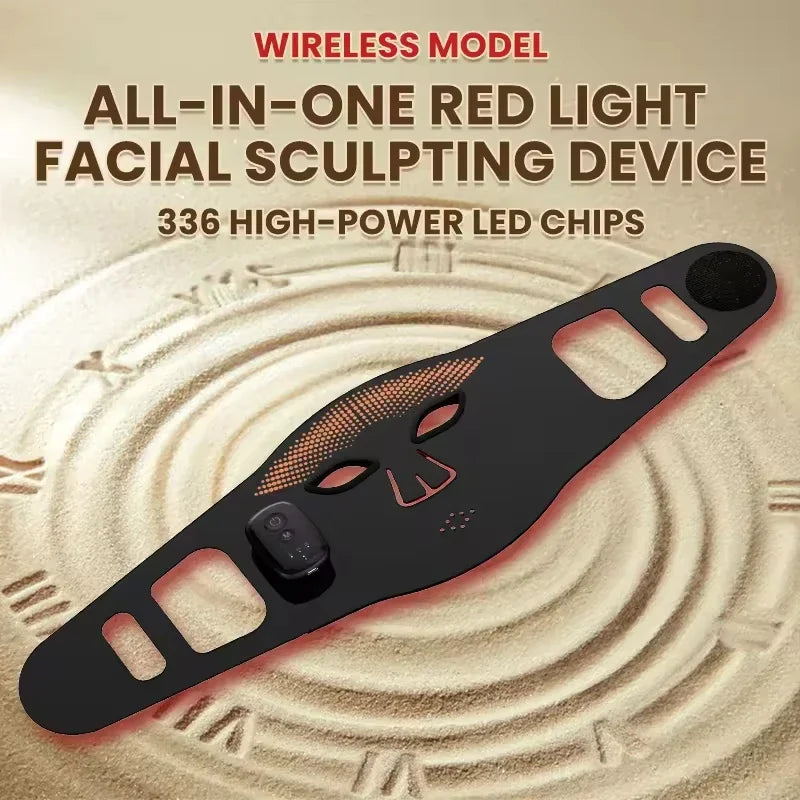 Silicone Red Light Facial Mask,Wireless Rechargeable 336 LED Chips 4‑Mode Type‑C Phototherapy Home Skin Care Beauty Device