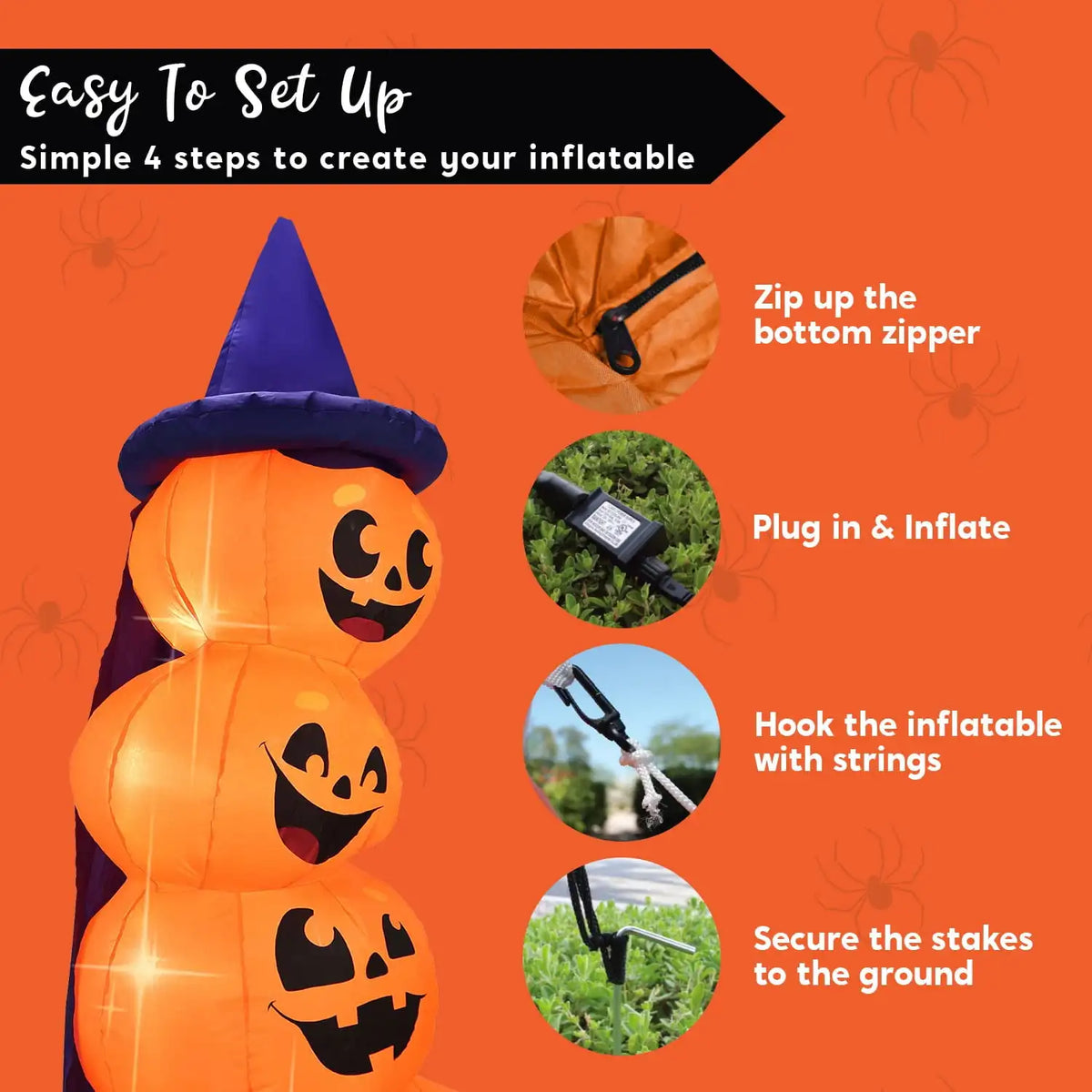 6 FT Tall Halloween Inflatables Stacked Pumpkins with Build-in LEDs for Porch Halloween Pumpkin Gift Decor Blow up Yard Decorations