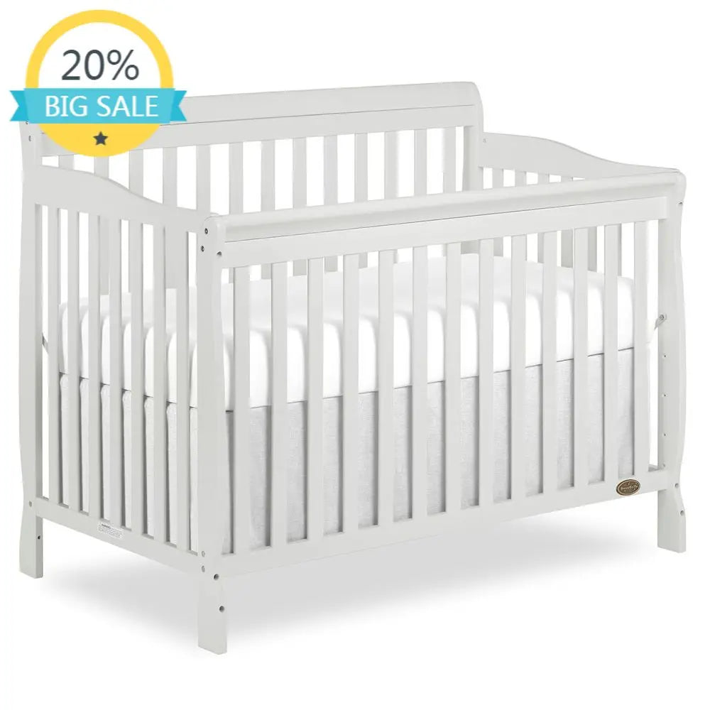 Convertible Crib in Grey with 4 Mattress Height Options, Greenguard Gold Certified, Non-Toxic Finish, Solid Pinewood Constructio
