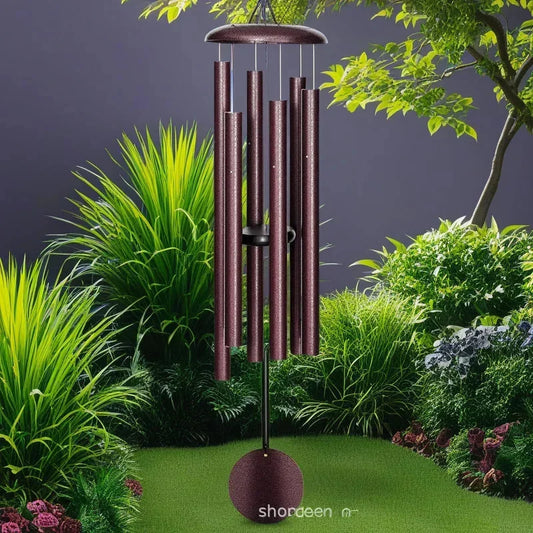45 Inch Outdoor Wind Chime Red Aluminum Tube Garden Bell With Iron Top Cap Musical Yard Patio Decoration Gift For Mom