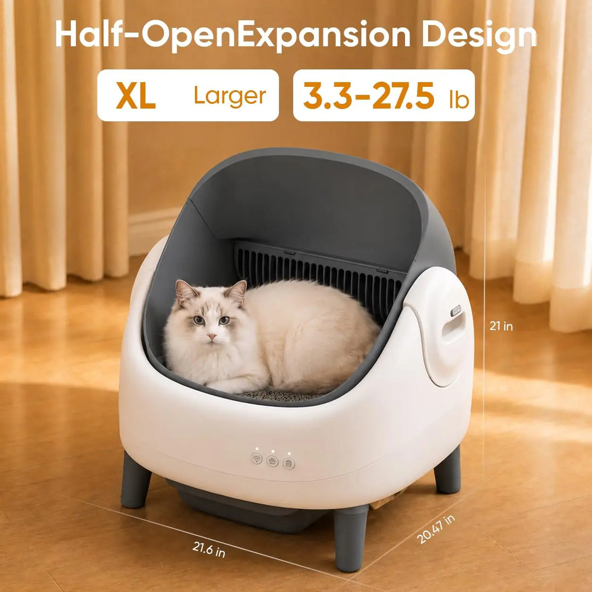Self Cleaning Cat Litter Box, Open-Top Automatic Cat Litter Box with App Control, Large Capacity for Multiple Cats,, Custom