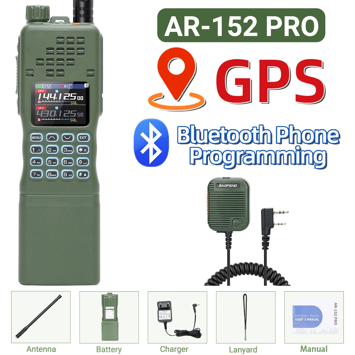 Baofeng AR 152 PRO GPS Ham Radio High Powerful CS Tactical Game Walkie Talkie Long Range Upgraded AR-152 Portable Two Way Radio