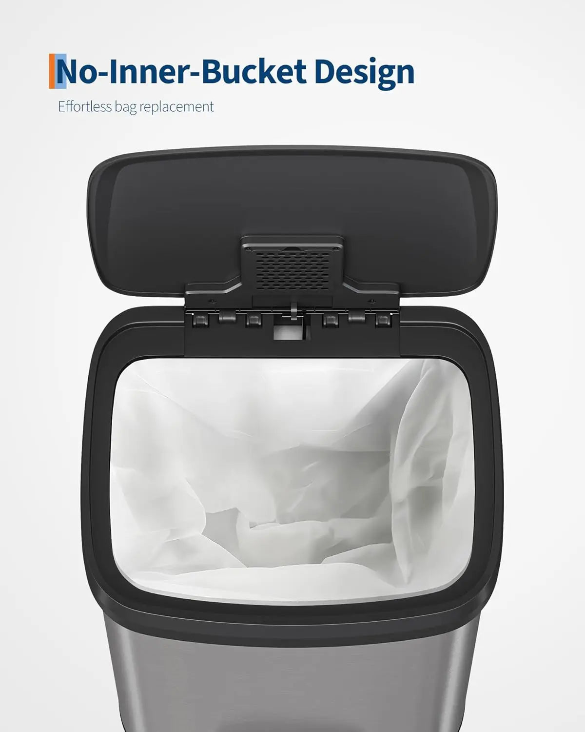 13 gal / 50 L Stainless Steel Trash Can with Lid, Large Garbage Can for Kitchen, Rustproof Step-on Kitchen Metal, Customized