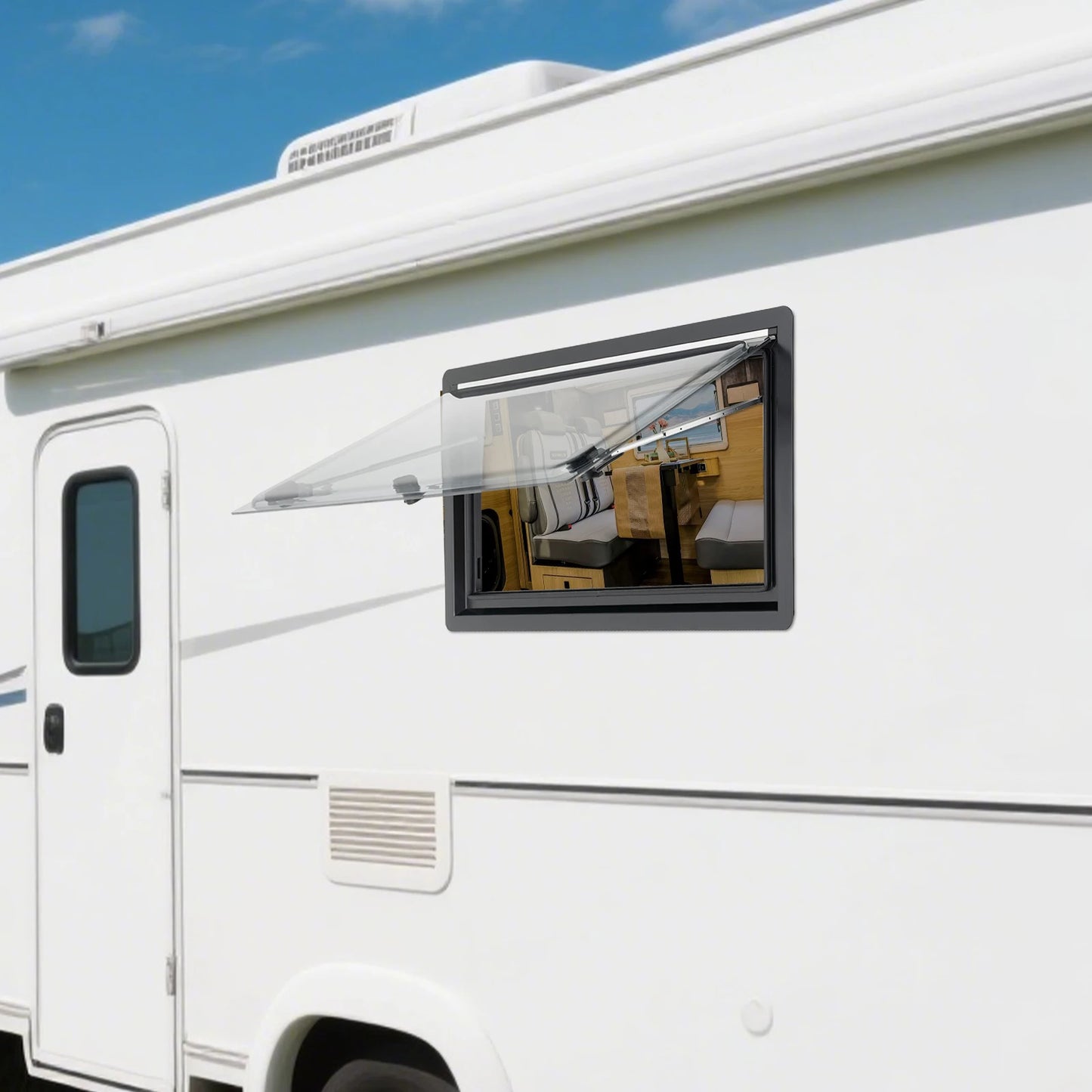 900*500mm Caravan Extrapolated Ventilation Window Sliding RV Caravan Camper Window Vent Skylight with Inner Frame Sunshade
