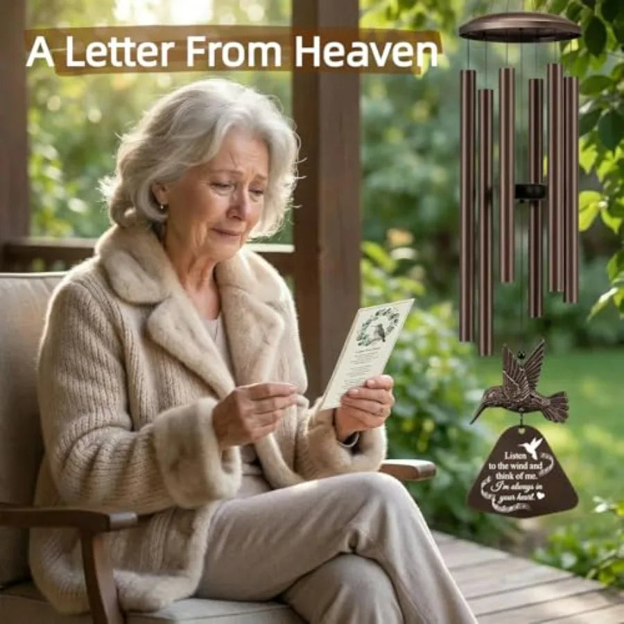 36" Memorial Wind Chimes for Outside, Sympathy Gift for Loss of Loved One, Hummingbird Wind Chime for Mom Dad, Bereavement Reme
