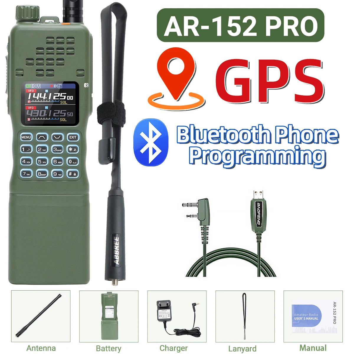 Baofeng AR 152 PRO GPS Ham Radio High Powerful CS Tactical Game Walkie Talkie Long Range Upgraded AR-152 Portable Two Way Radio