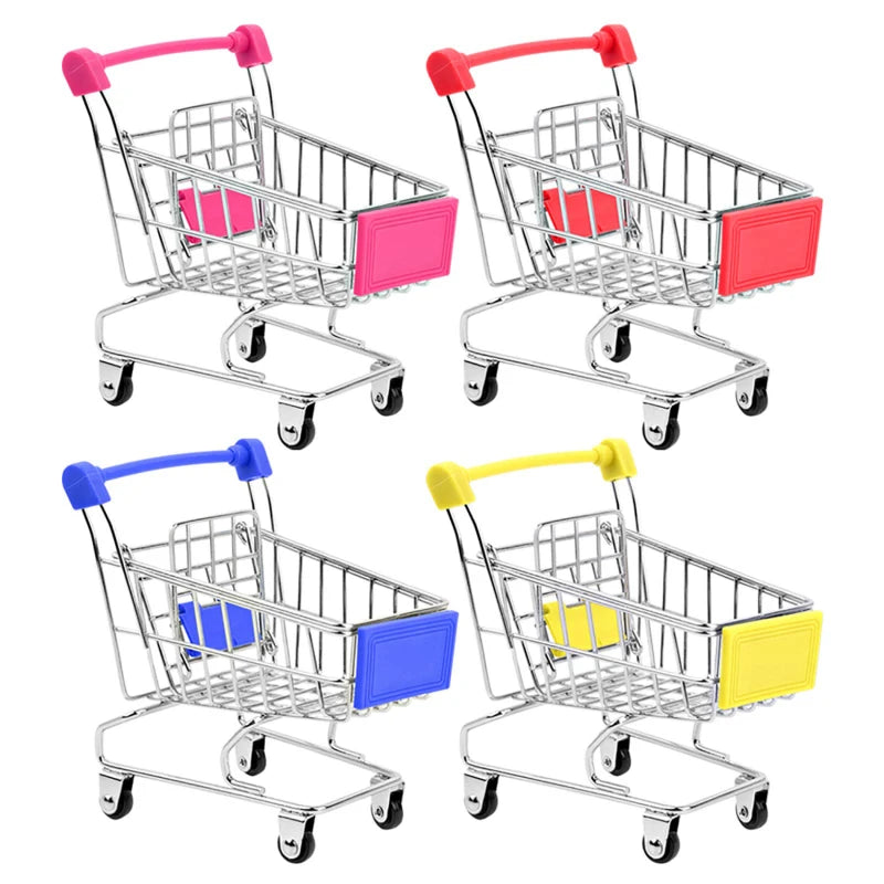 Mini Supermarket Shopping Cart Desktop Model Children's Toy Home Decoration Miniature Model