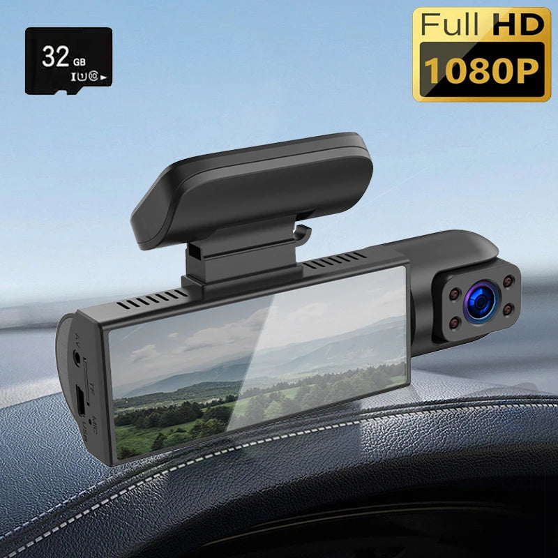 ZNLYRION  Full HD 1080P Car Dashcam Front+Interior+Rear Camera 130° Wide Angle Night Vision G-Sensor Parking Monitor Car Driving Recorder