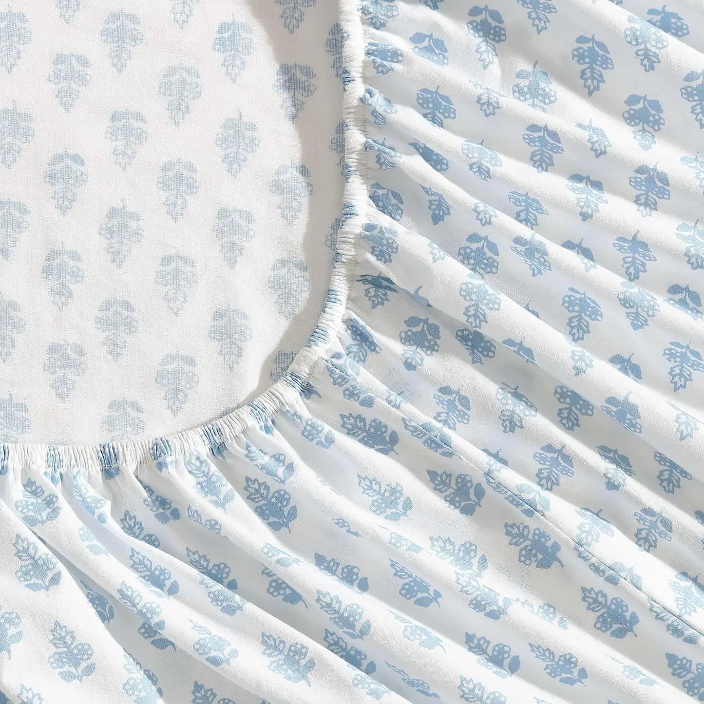 King Cotton Percale Sheet Set, Deep Pocket, Lightweight for Year-Round Comfort with Matching Pillowcases in Francesca Blue