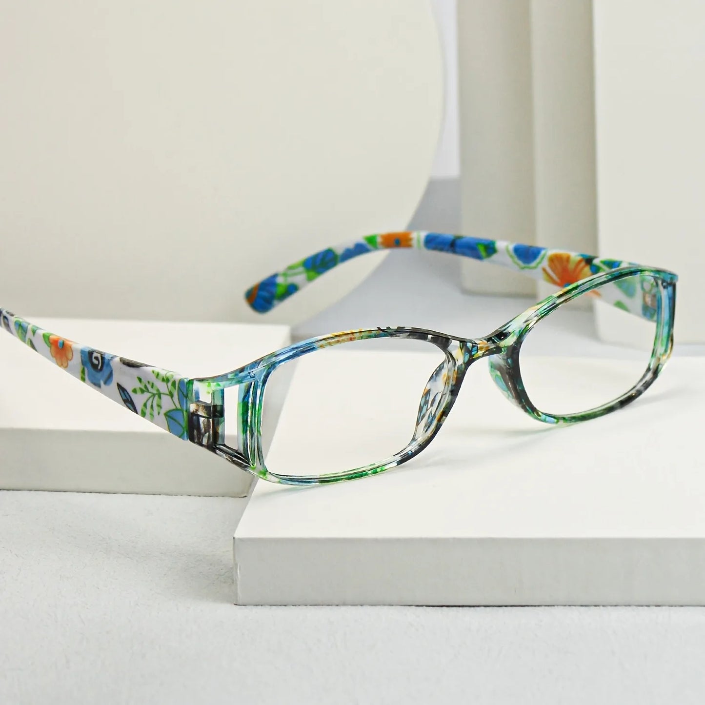 9-Pack Fashion Floral Glasses With Classic Color Square Frame Hollow Design, Unisex Glasses Comfortable Wide Temple Trendy Multi-Pack Glasses