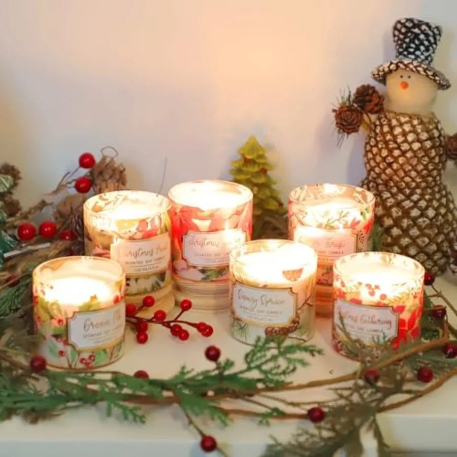 6 Pack Scented Candles with Lid Soy Wax Strong Fragrance Different Scent Clean Burn Long Time Aromatherapy Glass Jar Candles fo