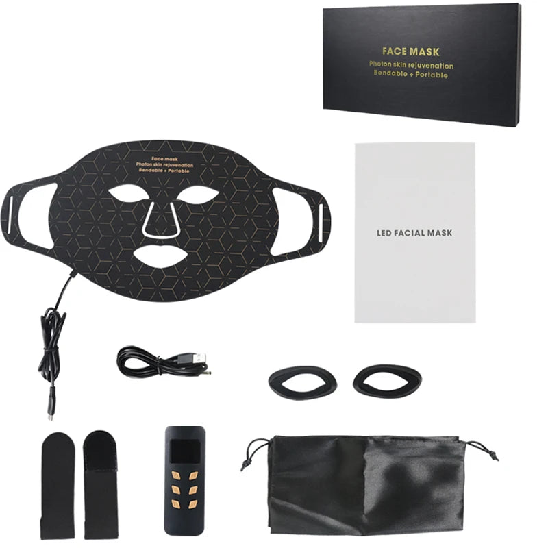 4 Modes Portable Led Face Mask Light Therapy for Anti-Aging Wrinkles Skin Rejuvenation Home Use Red Light Therapy Mask for Face