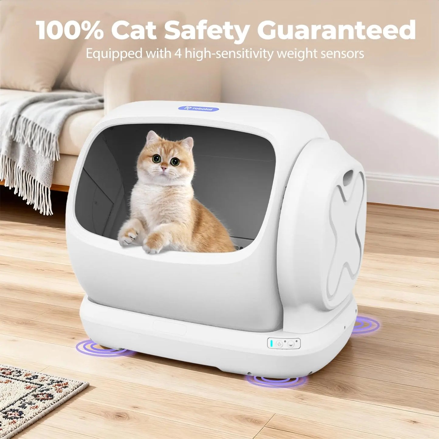 106L Self Cleaning Cat Litter Box, App Control, Safety Sensor, Low Entry & Odor Defense for Multi Cat, Custom