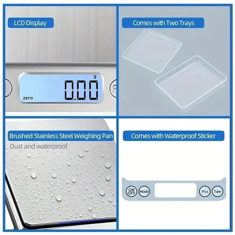 Portable Mini Pocket Digital Scale 3000g 0.1g High Precision LCD Display Household Food Jewelry Kitchen Weighing Tool