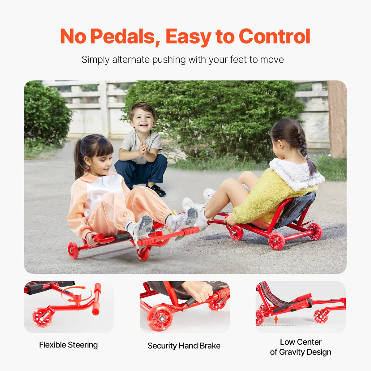 SucceBuy 132 lbs Ride on Scooter Swing Side-to-Side Powered by Zig-Zag Motion Ride on Drifting Car for Indoor & Outdoor Sport