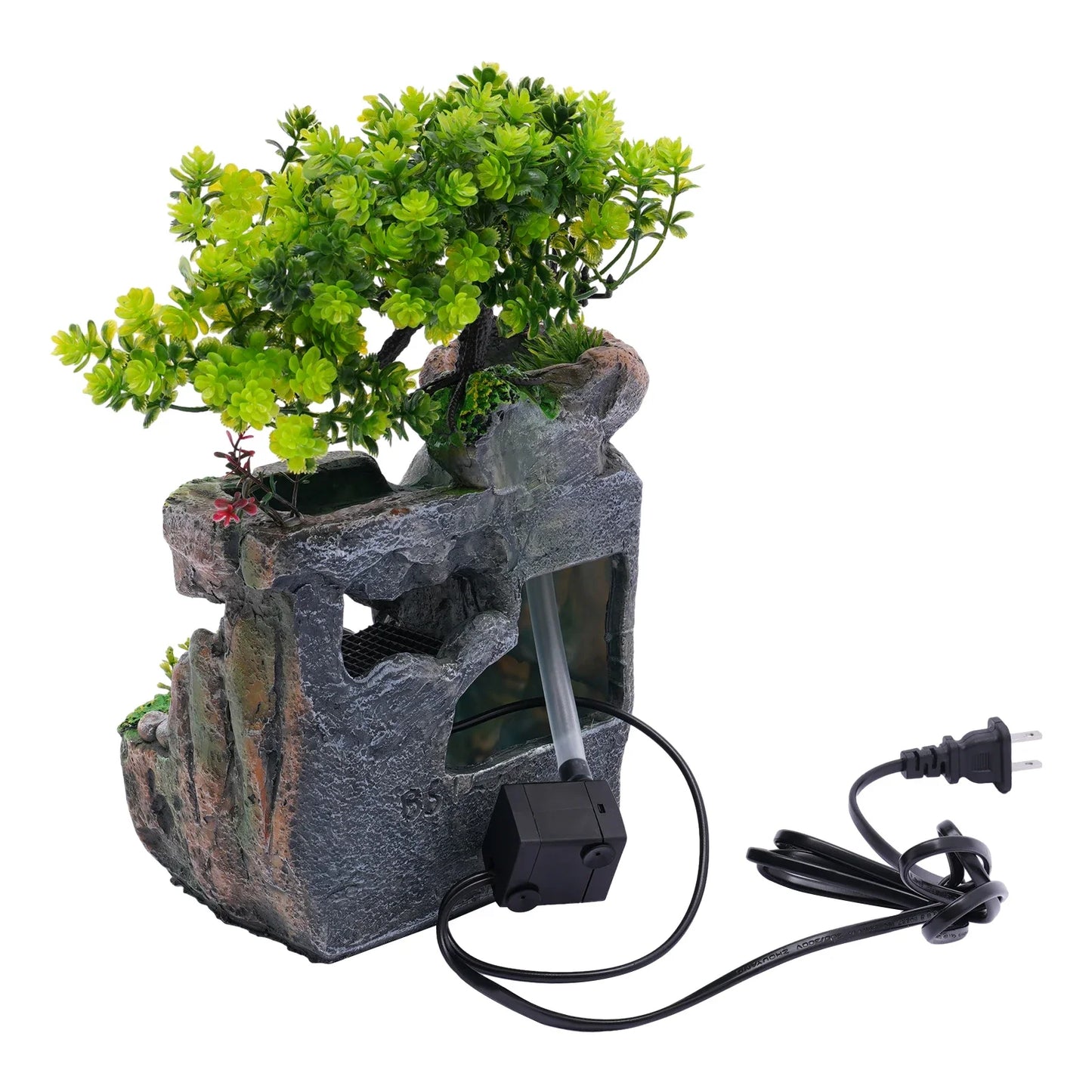 Tabletop Waterfall Fountain, Indoor Waterfall Meditation Fountain with Automatic Pump and LED Light, Relax Desktop Water Decor