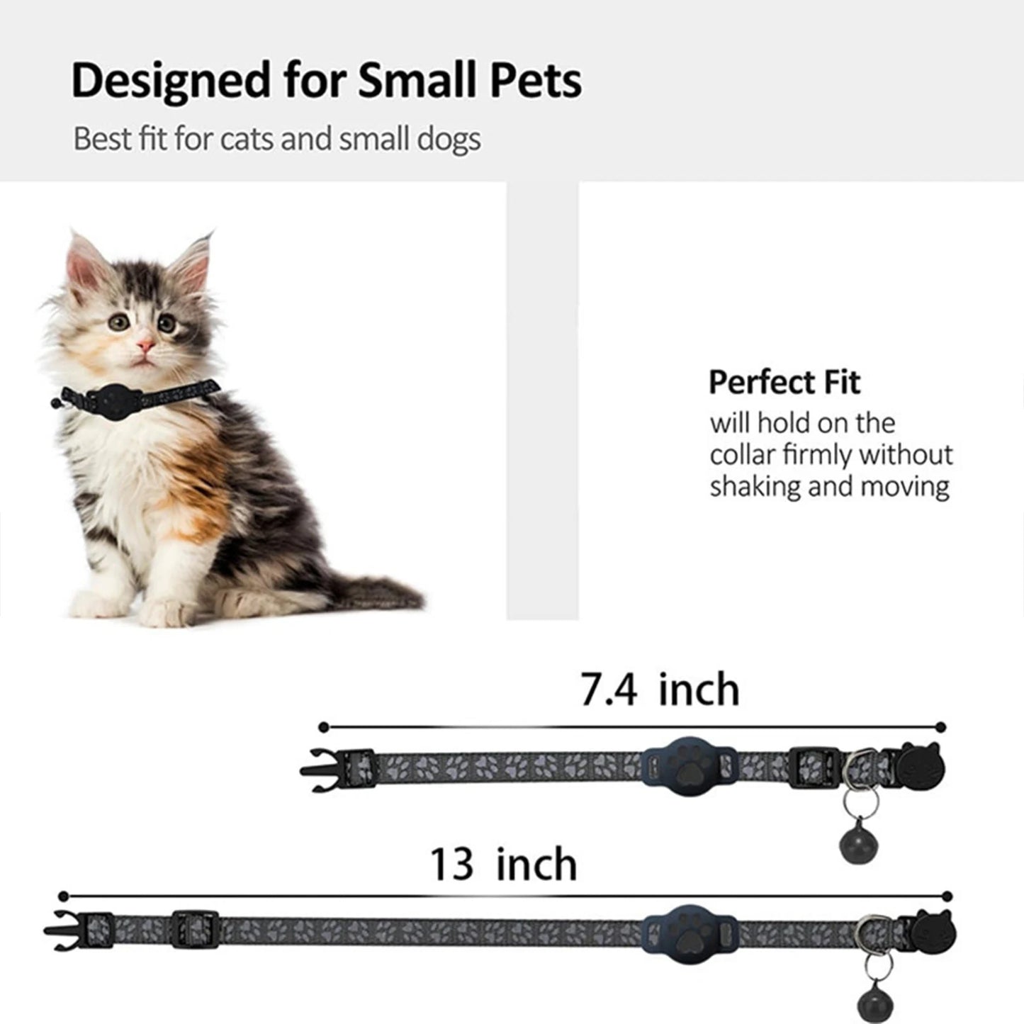 Electronic Pet Locator for iOS & Android Waterproof Pet Tracker with Bell Kitten Collar for Pets Cat Anti-Lost Device