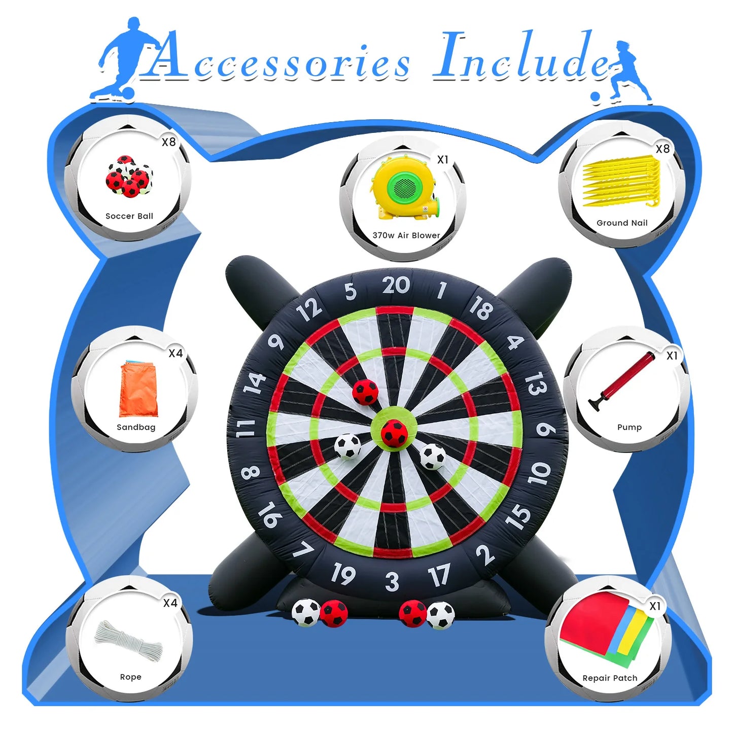 10Ft Tall Giant Inflatable Soccer Ball Darts Board with 8pcs Soccer Ball &Blower Commercial children's playground