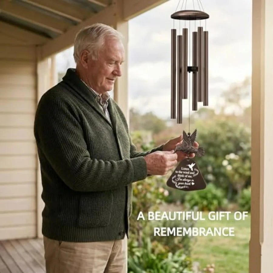 36" Memorial Wind Chimes for Outside, Sympathy Gift for Loss of Loved One, Hummingbird Wind Chime for Mom Dad, Bereavement Reme