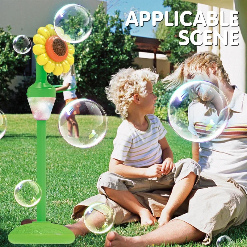  Electric Sunflower Bubbles Machines Remote Controlled  Automatic Sound and Light Soap Bubbles blowing Toy Children's Day Gifts