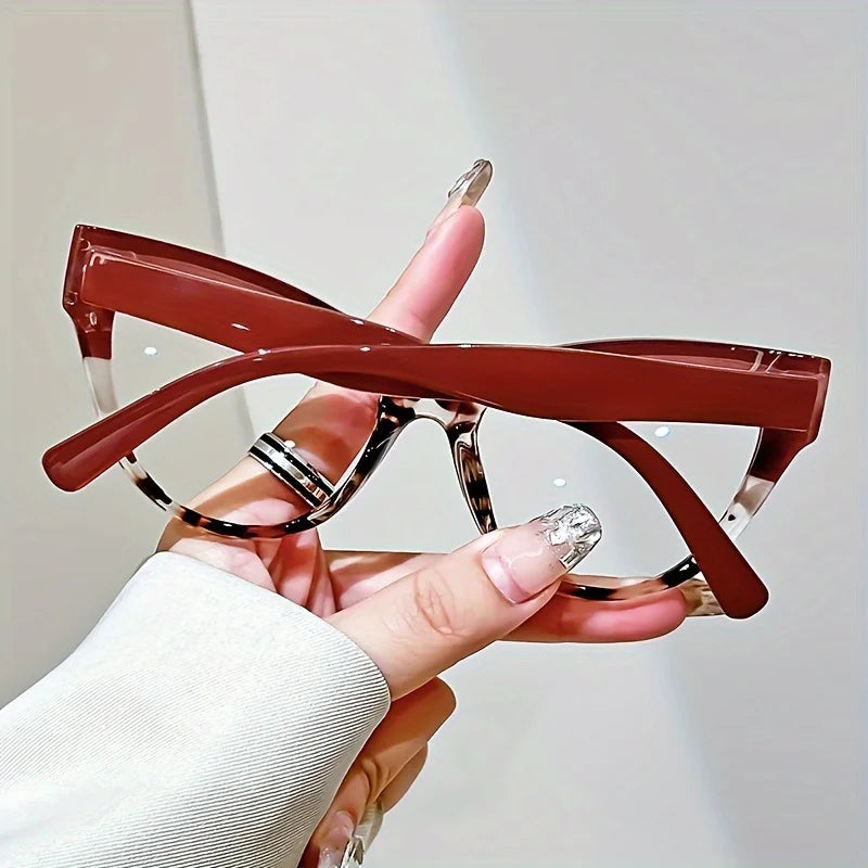 6pcs Elegant Cat-Eye Reading Glasses with Metal Hinge - Minimalist Color Block Design, 1, 0 to 4, 0 Magnification, Fashionable Presbyopia Eye Frame for Women, Halloween and Christmas gifts