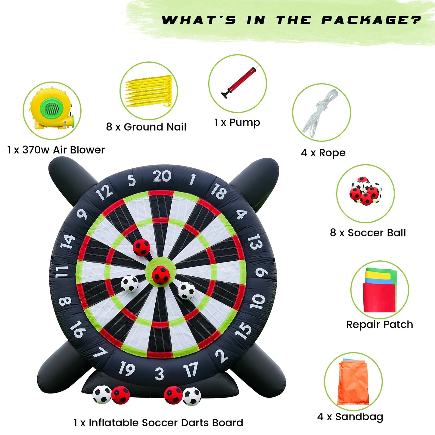 10Ft Tall Giant Inflatable Soccer Ball Darts Board with 8pcs Soccer Ball &Blower Commercial children's playground