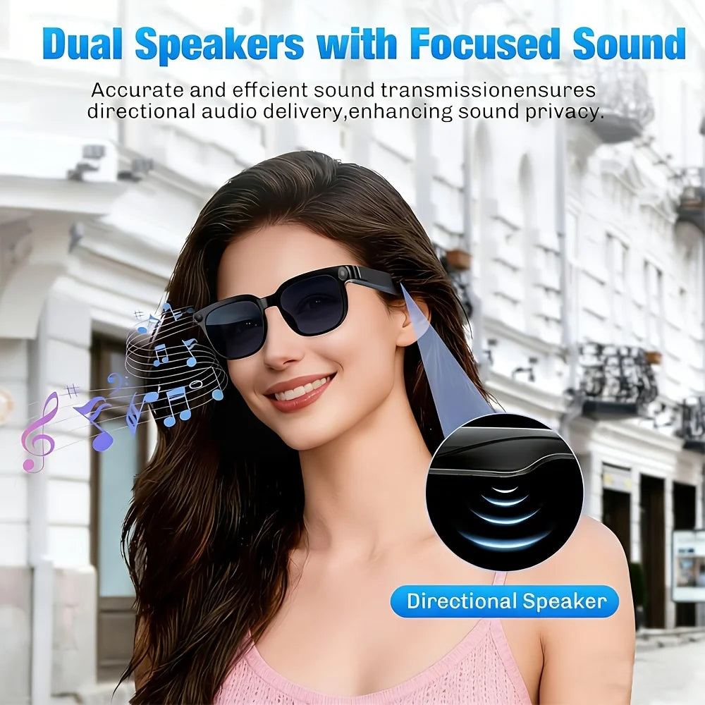 SENBONO 2026 AI Smart Glasses With HD Camera Portable Charger 100+language AI Translation Bluetooth Call Music Player Sunglasses