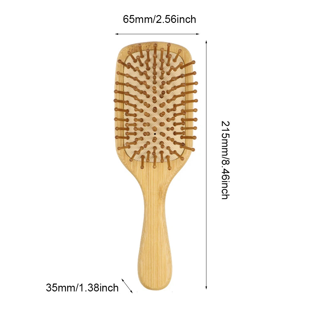 Detangling Hairbrush Bamboo Bristles Detangling Hairbrush Improves Hair Texture Massage Scalp Natural Wooden for All Hair Types