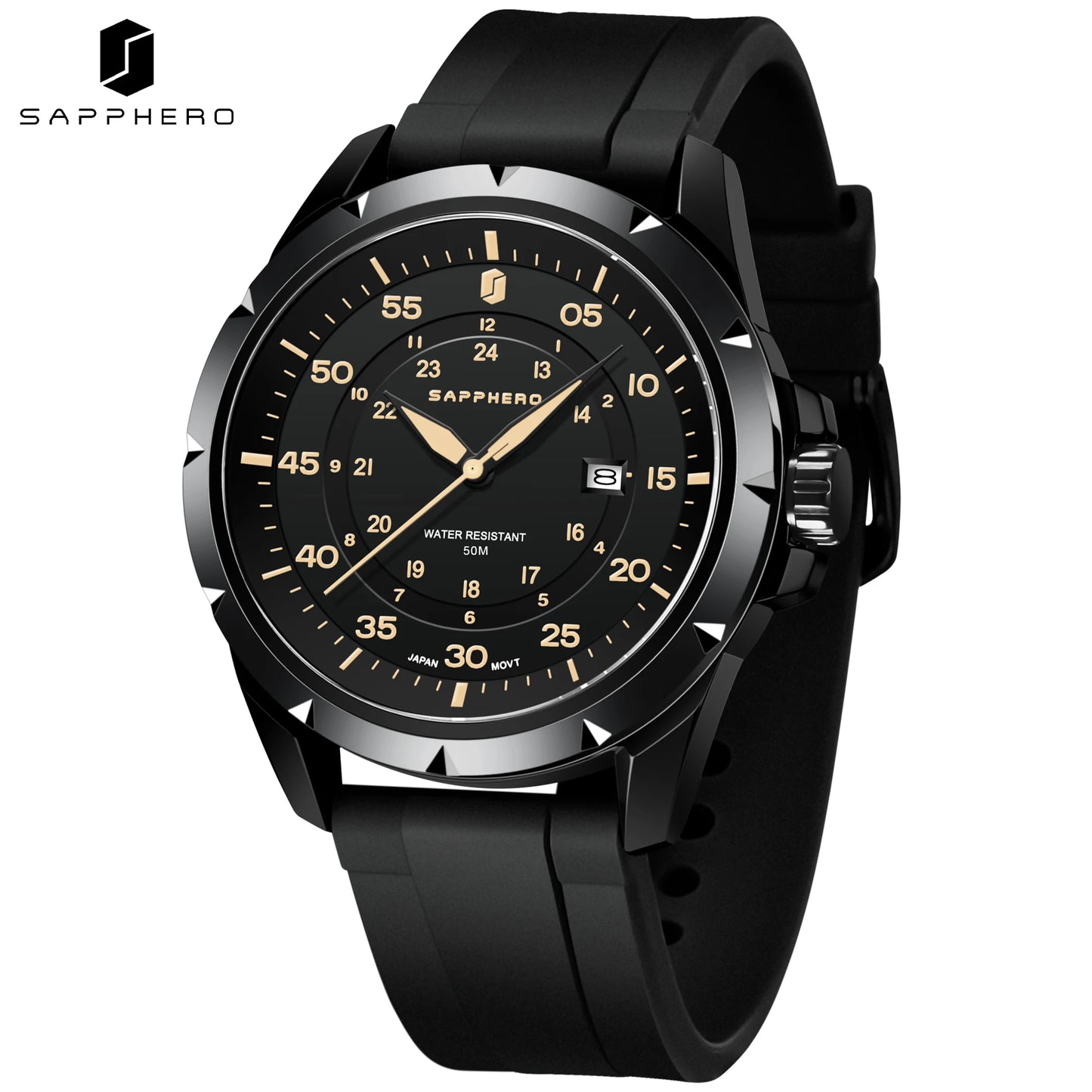 SAPPHERO Men’s Quartz Watch, Sport Fashion Wristwatch, Date Display, 50M Water Resistant, Casual Outdoor Style