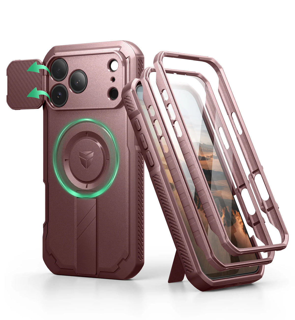 DEXNOR For iPhone 17 Pro Max Case with Camera Cover & Adjustable Kickstand Compatible With MagSafe Shockproof Magnetic Protective Cover