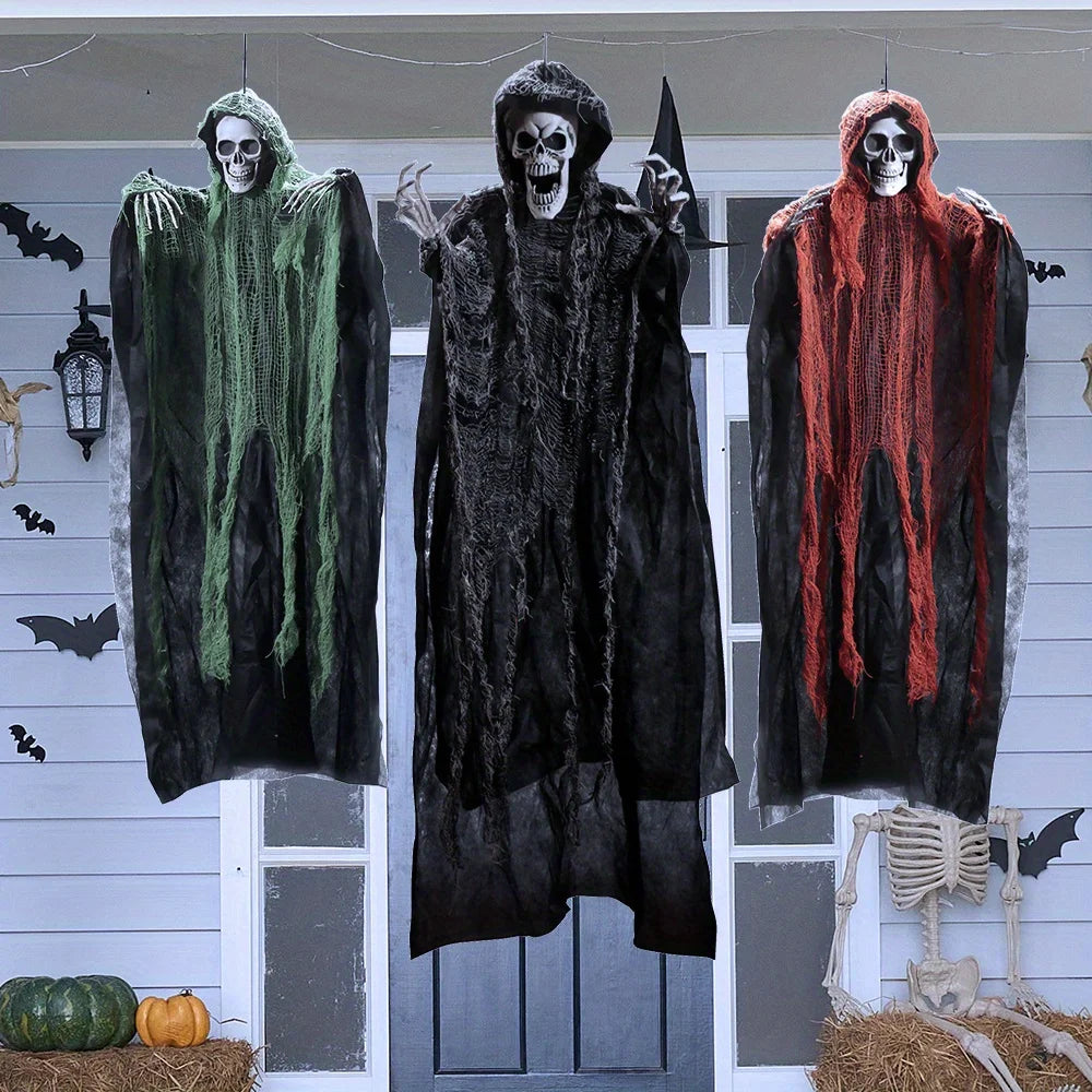3 Pack Halloween Hanging Grim Reapers Skeleton Flying Ghost for Haunted House Prop Decor for Halloween Party Outdoor Indoor Decor