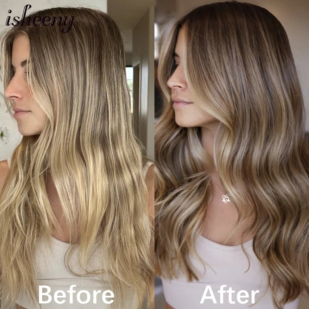 Clip In 100 % Human Hair Extensions Natural Straight 12-24 inches Clip Hair Extension Human Hairpiece 100-120g 7pcs/set isheeny