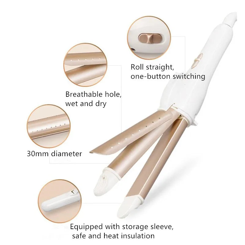 3 In 1 Gold Ceramic Hair Curling Iron Hair Curler Professional Hair Styling Tools Hair Straightener Heated Roller Multifunction