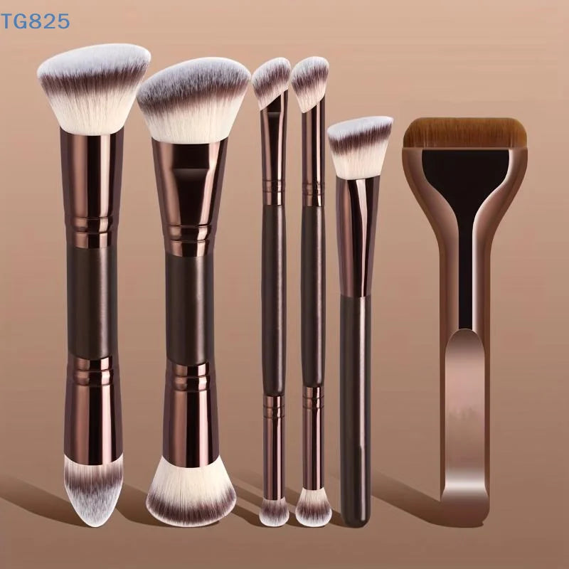 4/5/6/pcs Professional Makeup Brush Set Portable Travel Dual-Ended Multifunctional Makeup Tools Set Foundation Brush Blusher