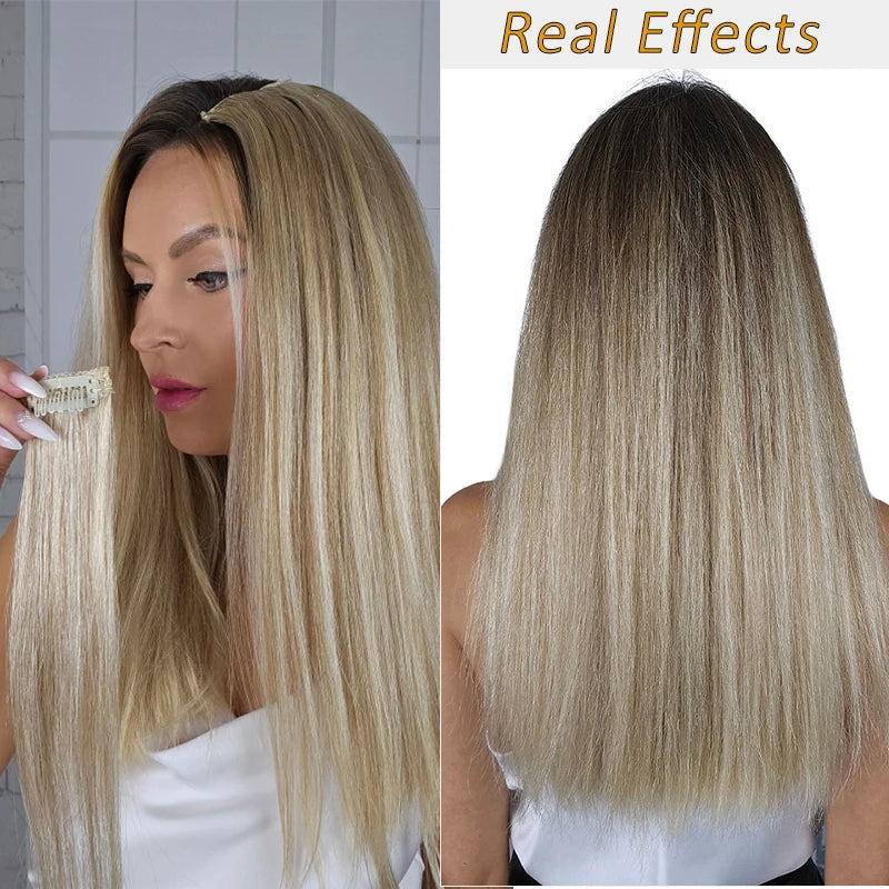 100% Real Remy Human Hair Double Weft 7PCS Clip in Extensions  boostin 12inch-24inch 100G-120G Comfortable for Daily Use Wearing