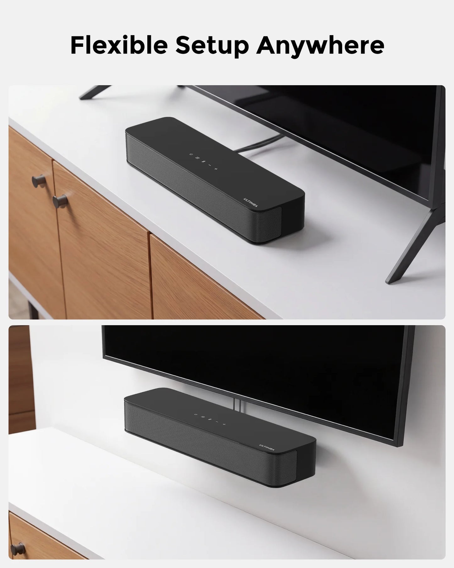 ULTIMEA 120W 2.1ch Compact Soundbar for TV, 3-Inch Built-in Subwoofer, Bluetooth 5.3 TV Sound Bar Speakers