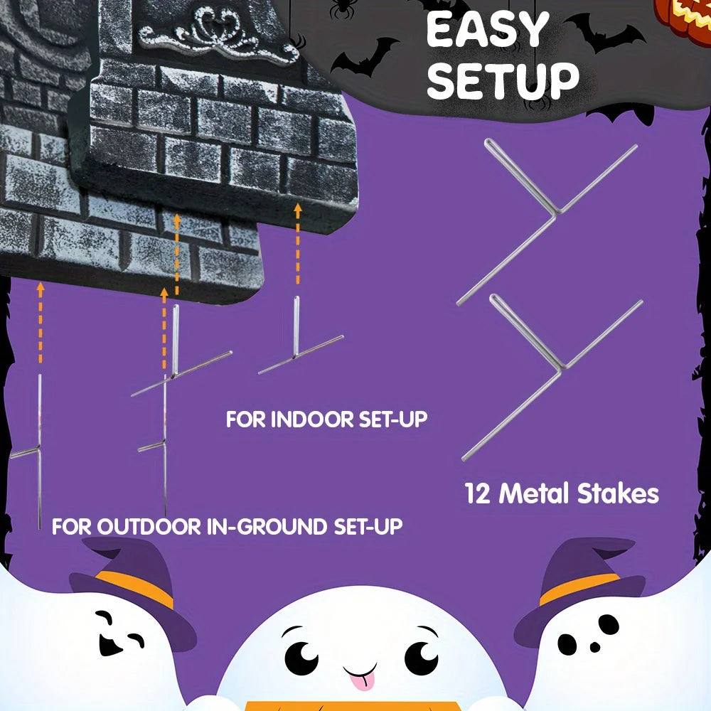 17'' Halloween Foam RIP Graveyard Tombstones, Halloween Tombstones Outdoor Decorations for Graves Decorations with 12 Metal Stakes for Cemetery Yard Lawn Party Decor